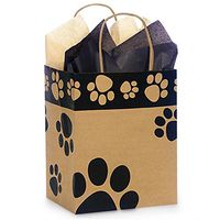 NW Paw Print Kraft Paper Shopping Bags - Cub Size - 8 x 4 3/4 x 10 1/4in. - 250 Pack