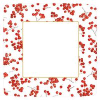 Berry Gathering Ivory/Red-Paper Linen Napkin Airlaid (8, Salad Plate)