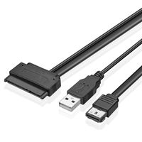 URWOOW 2.5'' Hard Disk Drive SATA 22Pin to eSATA Data USB Powered Cable Adapter Convertor for Optimized for SSD, Support UASP SATA IIIEC-SSHD - Length: 20 inch