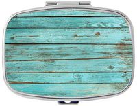 Wood Plank Background Custom Silver Stylish, Slim Design Pill Box Holder，Rectangle Medicine Vitamin Organizer Pill case