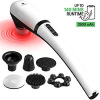 Rechargeable Handheld Deep Tissue Massager, Back Massager with Heat for Muscles, Foot, Neck, Shoulder, Leg, Calf Pain Relief - Cordless Electric Percussion Full Body Massage with Portable Design