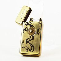 Unishow ® Single Arc Classical Design USB Rechargeable Flameless Windproof Electronic Lighter (Gold Dragon)