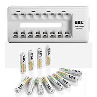 EBL 12 Pack 1100mAh AAA Ni-MH Rechargeable Batteries with 8 Bay Quick AA/AAA Charger [Home Basic Series]