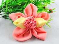 8pcs Polyester Pentagon Cabbage Sun Flowers with Appliques Craft DIY 100mm (Watermelon red)