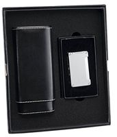Visol "Naturale" and Brushed "Zidane" Cigar Case and Lighter Gift Set
