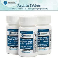 Aspirin Tablets, Low Dose 81mg, Enteric Coated NSAID by Reliable-1 Laboratories (3-Pack)
