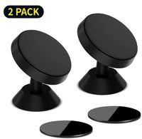 Magnetic Phone Car Mount, [2 Pack] Cell Phone Holder for Car Dashboard Phone Holder with Super Strong Magnet, 360° Rotation Magnet Fits iPhone Xs Max XR X 8 7 6S 6 Plus and Most Smartphones（Black）