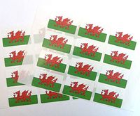 Minilabel Pack Of 24 , 50X30mm , Wales Self-Stick Flag Stickers Welsh Dragon Self-Adhesive Labels