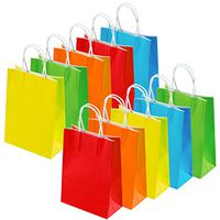 Cooraby 20 Pieces Paper Party Bags Gift Bag Kraft Bag with Handle for Birthday, Tea Party, Wedding and Party Celebrations, Multicolour (Color B)