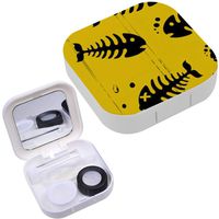 Portable Contact Lens Case Box Travel Kit Mirror + Bottle + Tweezers Container Holder [ Grunge Fish ]