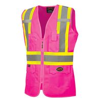 Pioneer Safety Vest for Women - Hi Vis Reflective Neon - Fitted Mesh, Zipper, 9 Pockets - Traffic, Security, Volunteer Work - Pink, Orange, Yellow/Green