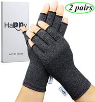 2 Pairs Arthritis Gloves, Compression Gloves for Rheumatoid & Osteoarthritis,Joint Pain Relief, Carpal Tunnel Wrist Support,Computer Typing,Fingerless Gloves for Women (Black, Medium)