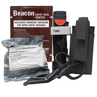 MediTac Gen 2 Deluxe Combo IFAK Kit - Feat. Tourniquet and Holder, Beacon Vented Chest Seal, Emergency Hemostatic Control Bandage and Titanium EMS Shears - Black