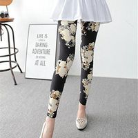 Meolin Printed Women Fashion Leggings Skinny Stretchy Leggings,White flowers,As description