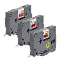 3 Pack Label Tape for TZe-411 6mm 1/4" (0.23") x 8m (26.2ft) Black on Red - Compatible with Brother P-Touch PD-D210 PT-H100 PT-1400 PT-1880