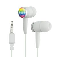 Artsy Peace Sign Symbol Rainbow Novelty in-Ear Earbud Headphones - White