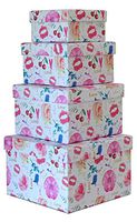 Cypress Lane Square Rigid Gift Box, a Nested Set of 4, 3.5x3.5x2 to 6x6x4 inches (Love)