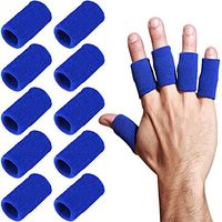 Onwon 10 Pieces Finger Sleeves Thumb Splint Braces Support Elastic Compression Braces Stretchy Finger Protector for Relieving Pain Calluses Arthritis Knuckle Sports Aid (Black)