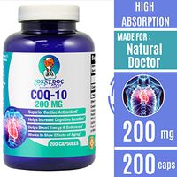 CoQ10 - Co-Enzyme Q10-200 mg - 200 Caps - High Absorption - Vegetable Capsules - Non-GMO - 6.5 Month Supply Heart & Cellular Energy by Foxxy Doc