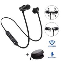 JonerytimeBluetooth 4.2 Stereo Earphone Headset Wireless Magnetic in-Ear Earbuds Headphone with Mic (Black)