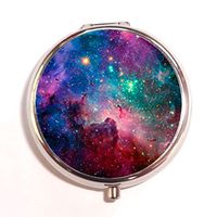Generoc Galaxy Space Universe Custom Unique Silver Round Pill Box Medicine Tablet Organizer or Coin Purse