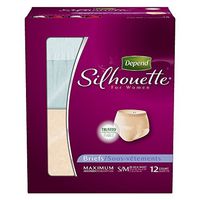 Depend Silhouette for Women Incontinence Briefs, Maximum Absorbency, Small/Medium, 12 Count (Pack of 4) by Depend