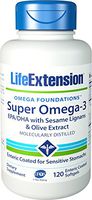 Life Extension Super Omega-3 EPA/DHA w/Sesame Lignans & Olive Extract Exteric Coated 120 Softgels