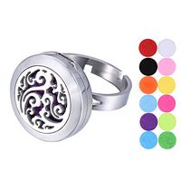 Tornado Luck Clouds Aromatherapy Essential Oil Diffuser Ring Stainless Steel Adjustable Locket Ring 12 Refill Pads