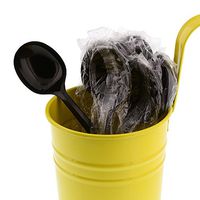 AmerCare Medium Weight Black Polypropylene Soup Spoons, Individually Wrapped, Case of 1000