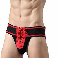 Siviki Creazy Mens Sexy Straps Briefs Sport Underwear Temptation Fun Jockstrap Underpants (XL, Red)