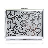 MODEBESO(TM) Flower Engraving Silver Color Copper Metal Cigarette Case Holder China Holds 16 Cigarette