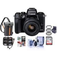 Canon EOS M5 Mirrorless Digital Camera Kit with EF-M 15-45mm f/3.5-6.3 IS STM Lens - Bundle with Holster Case, 16GB SDHC Card, 49mm Filter Kit, Cleaning Kit, Memory Wallet, Software Package