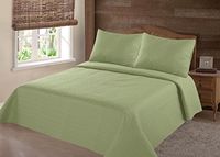 NEW 2/3PC NENA BED BEDSPREAD QUILT SET COVERLET SOLID STIPPLING STITCHE MODERN /Full -Sage