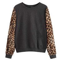 HNTDG Women's Leopard Print Color Block Tunic Stripe Crewneck Long Sleeve Sweatshirts Loose Pullovers Tops (Black 0101, M)