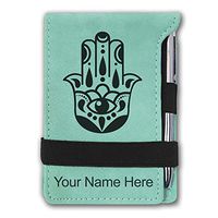 Mini Notepad, Hamsa 2, Personalized Engraving Included (Teal)