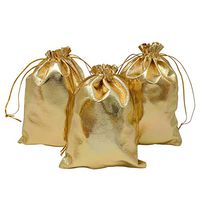 HRX Package Gold Gift Bags Drawstring 100pcs, 5 x 7 inches Jewelry Pouches Party Favor Goody Bags for Wedding Birthday Christmas Candy Bar