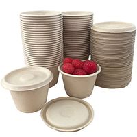 4 Ounce Souffle Cups and Lids - 100% Biodegradable and Compostable - Bagasse/Wheat Fiber - 50 Pack Outside the Box Papers Brand