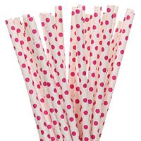 Biodegradable Paper Straws Dark Pink Small Polka Dot (100)