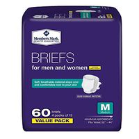 Member's Mark Unisex Protective Underwear Briefs Adult Diaper for Men & Women, Medium, 60-Count