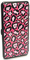 Pink Leopard Design Metal Cigarette Case With Mirror, Fit 100's. 3103-2PLEO