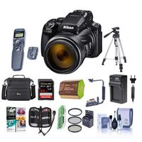 Nikon COOLPIX P1000 Digital Point and Shoot Camera - Bundle with Camera Case, 64GB SDHC U3 Card, 77mm Filter Kit, Spare Battery, Tripod, Remote Shutter Trigger, Cleaning Kit, PC Software Pack and More