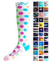 Compression Socks (1 pair) for Women & Men (Happy Dots, L/XL)