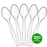 Plasticpro Disposable Clear Plastic Tea Spoons Heavyweight Box of 200 Count