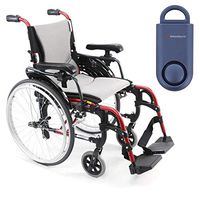 Karman S-Ergo 305 Ultra Lightweight Ergonomic Wheelchair | Adjustable Seat Height | Seat Size 18" X 17" | Frame Color Rose Red & Free 130 dB Matte Blue Personal Safety Alarm/Siren!