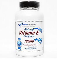 Natural Vitamin E Complex 1000IU / Non-Oily // 100 Capsules // Pure // by PureControl Supplements