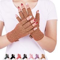 Arthritis Compression Gloves Relieve Pain from Rheumatoid, RSI,Carpal Tunnel, Hand Gloves Fingerless for Computer Typing and Dailywork, Support for Hands and Joints (Brown, Large)