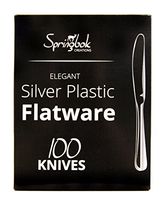 Springbok Home Silver Look Plastic Cutlery Knives (100 Count)