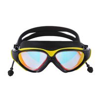 Advanced Silicone Swim Goggles, Swimming Goggles Waterproof Anti-Fog UV Protection,No Leaking Wide View Hypoallergenic Silicone Pad Goggles for Adult Women Men Youth Kids, Yellow Black