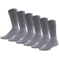Big and Tall Diabetic Crew Socks, King Size Mens Athletic Crew Socks (13-16, Gray) - 6 pairs
