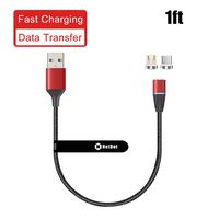 NetDot Gen12 Micro USB and USB-C Magnetic Fast Charging Data Transfer Cable Compatible with Android Device(1ft/1 Pack red)